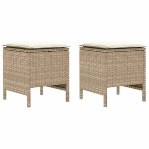 vidaXL Pouf de Jardin 2 Pi&egrave;ce Beige et cr&egrave;me 38 x 38 x 45 cm Rotin PE