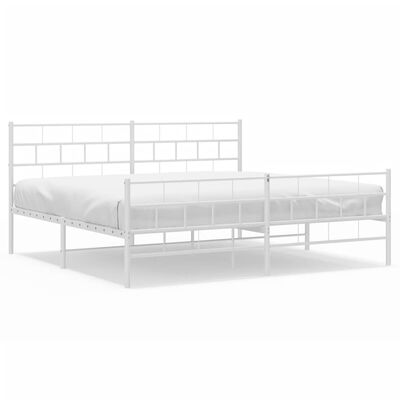 vidaXL Cadre de lit métal sans matelas et pied de lit blanc 180x200 cm