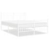vidaXL Cadre de lit m&eacute;tal sans matelas et pied de lit blanc 140x200 cm
