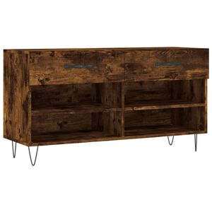 vidaXL Banc &agrave; chaussures ch&ecirc;ne fum&eacute; 102x35x55 cm bois d'ing&eacute;nierie