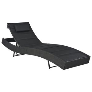 vidaXL Chaise longue R&eacute;sine tress&eacute;e et textil&egrave;ne Noir
