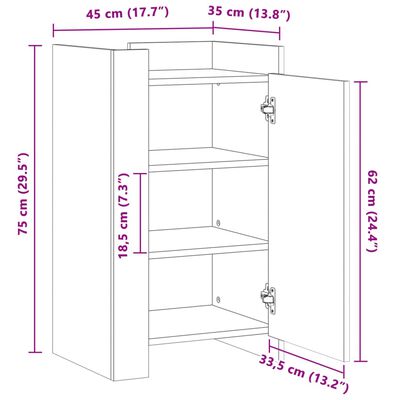 vidaXL Buffet sonoma gris 45x35x75 cm Bois d'ingénierie