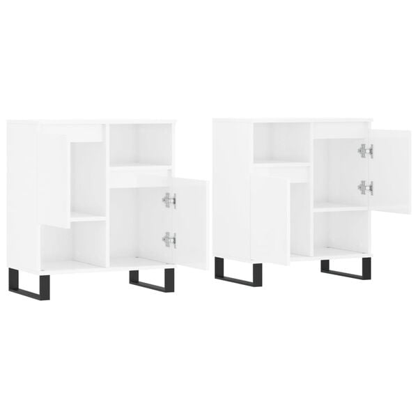 vidaXL Buffets 2 pcs blanc brillant bois d'ing&eacute;nierie