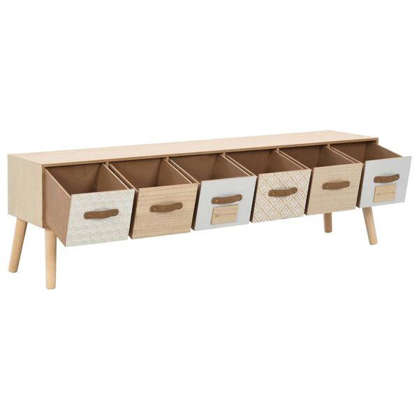 vidaXL Meuble TV avec 6 tiroirs 130x30x40 cm Bois de pin massif
