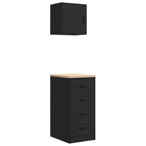vidaXL Armoires de garage 2 pcs noir bois d'ing&eacute;nierie