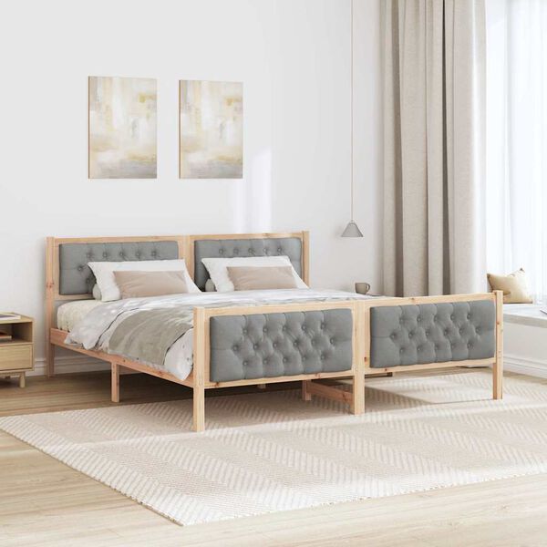 vidaXL Cadre de lit Gris clair 160 x 200 cm Pin massif