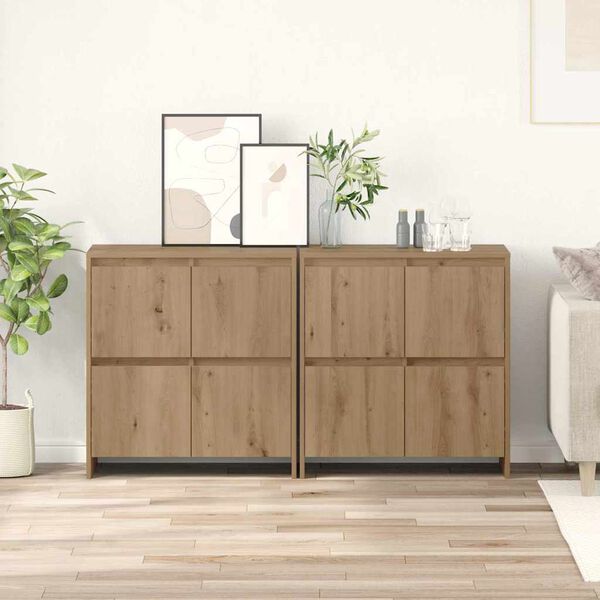 vidaXL Buffets 2 pcs ch&ecirc;ne artisanal 70 x 41 x 75 cm Bois d'ing&eacute;nierie