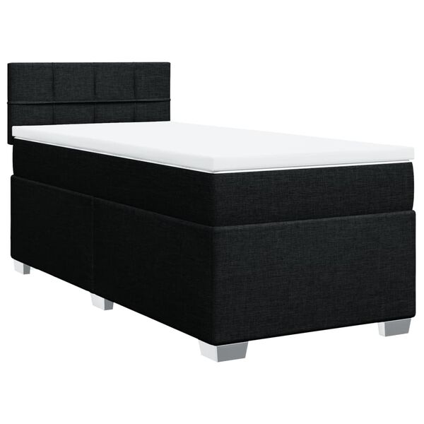 vidaXL Sommier &agrave; lattes de lit avec matelas Noir 90x190 cm Tissu