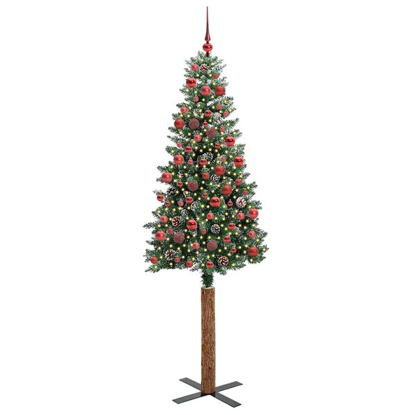 vidaXL Sapin de No&euml;l mince Vert 180 cm PVC et bois de pin massif