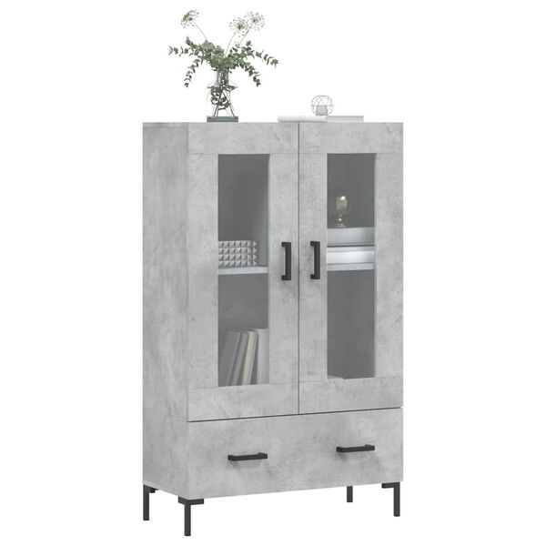 vidaXL Buffet haut gris b&eacute;ton 69,5x31x115 cm bois d'ing&eacute;nierie