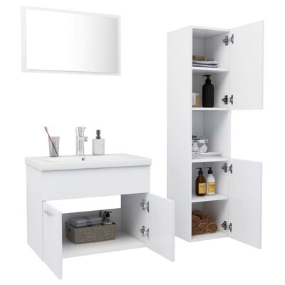 vidaXL Ensemble de meubles de salle de bain blanc bois d'ingénierie