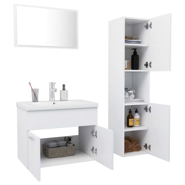 vidaXL Ensemble de meubles de salle de bain blanc bois d'ing&eacute;nierie