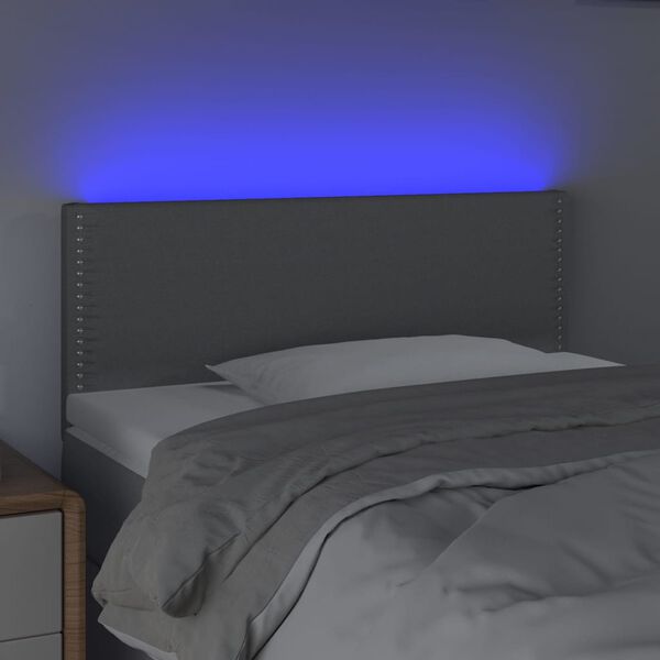 vidaXL T&ecirc;te de lit &agrave; LED Gris clair 90x5x78/88 cm Tissu