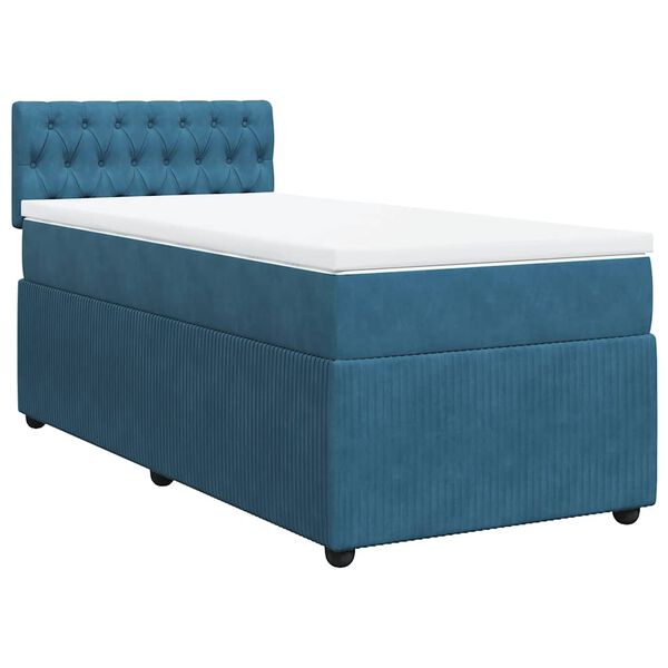 vidaXL Sommier &agrave; lattes de lit avec matelas bleu 100x200 cm