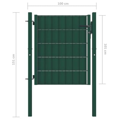 vidaXL Portail de clôture PVC et acier 100x101 cm Vert