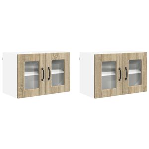 vidaXL Cabinet en verre mural PORTO 2 pcs Ch&ecirc;ne Sonoma 60 x 31 x 40 cm