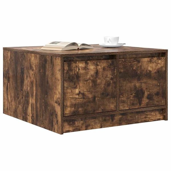 vidaXL Table basse avec tiroirs ch&ecirc;ne fum&eacute; 70,5x70x40 cm