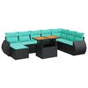 vidaXL Salon de jardin 9 pcs avec coussins noir r&eacute;sine tress&eacute;e