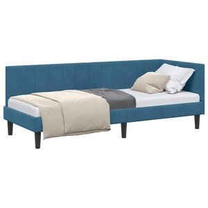 vidaXL Cadre de lit d'angle Bleu 80 x 200 cm Velours
