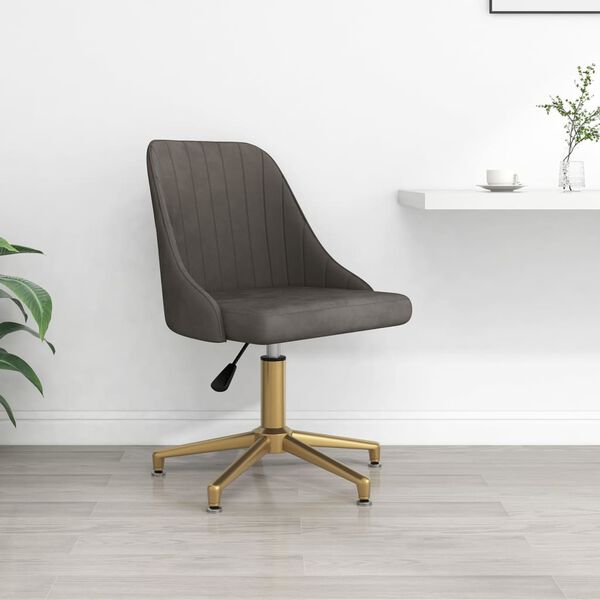 vidaXL Chaise pivotante de bureau Gris fonc&eacute; Velours
