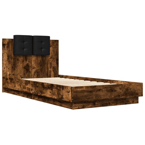 vidaXL Cadre de lit sans matelas ch&ecirc;ne fum&eacute; 75x190 cm