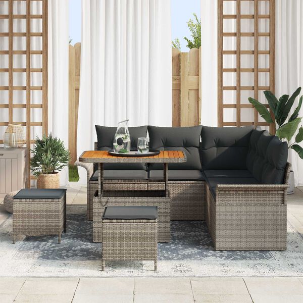 vidaXL Ensemble de canap&eacute; de jardin 8 pcs Gris polyrotin