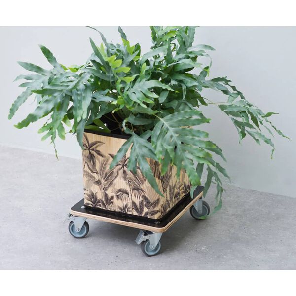 Nature Chariot &agrave; plantes carr&eacute; 38x38 cm noir bois