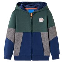 Sweatshirt à capuche avec fermeture éclair pour enfants vert foncé 92