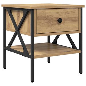 vidaXL Table de chevet avec tiroir ch&ecirc;ne artisanal 40 x 42 x 45 cm