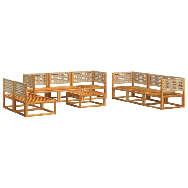 vidaXL Ensemble de canap&eacute;s de jardin 9 pi&egrave;ces avec coussins en bois d'acacia et rotin