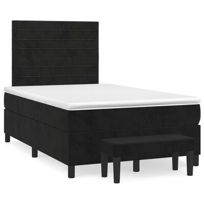 vidaXL Sommier à lattes de lit avec matelas noir 120x190 cm velours