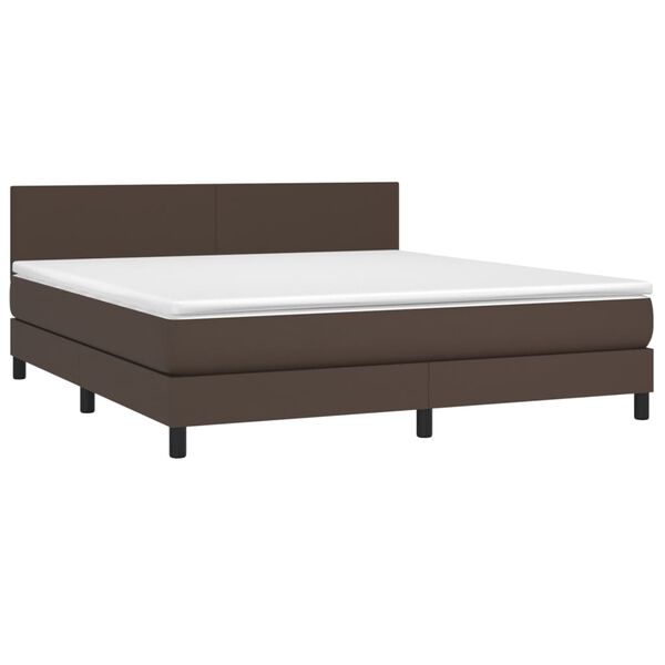 vidaXL Sommier &agrave; lattes de lit avec matelas et LED Marron 180x200 cm