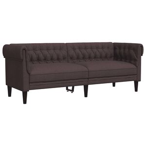 vidaXL Canap&eacute; Chesterfield 3 places marron fonc&eacute; tissu
