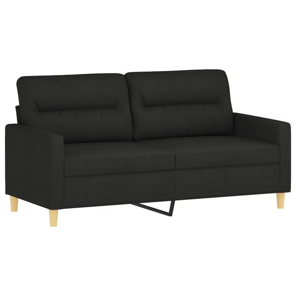 vidaXL Ensemble de canap&eacute;s 3 pcs avec coussins Noir Tissu