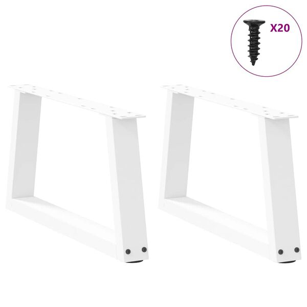vidaXL Pieds de table basse en forme de V, 2 pi&egrave;ces, blanc, 50 x (30-31,3) cm, acier