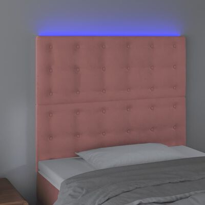 vidaXL Tête de lit à LED Rose 80x5x118/128 cm Velours