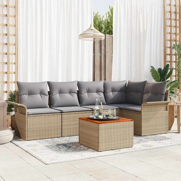 vidaXL Ensemble de canap&eacute; de jardin 6 pcs Beige et Gris clair
