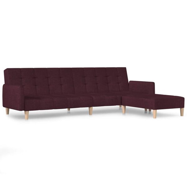 vidaXL Canap&eacute;-lit &agrave; 2 places avec repose-pied Violet Tissu
