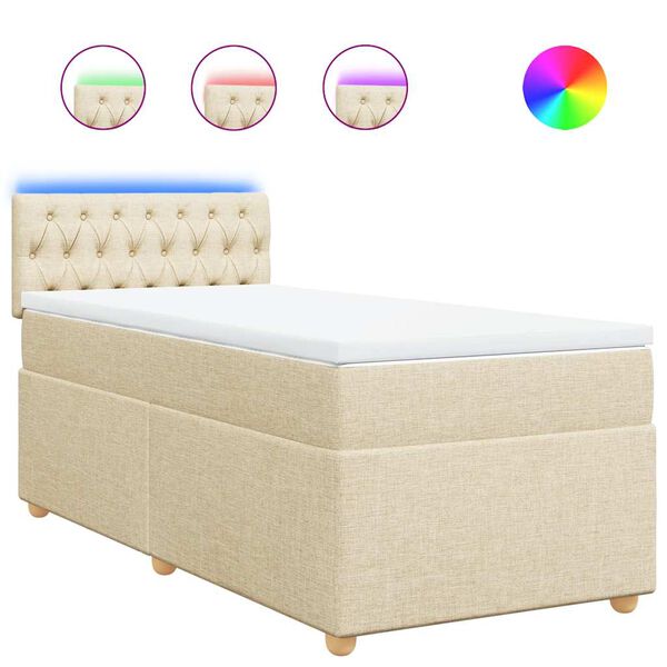 vidaXL Sommier &agrave; lattes de lit avec matelas Cr&egrave;me 80x200 cm Tissu