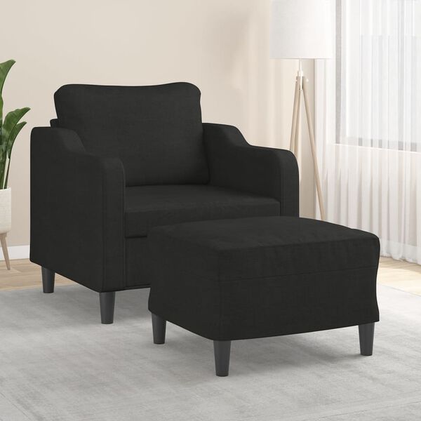 vidaXL Fauteuil avec repose-pied Noir 60 cm Tissu