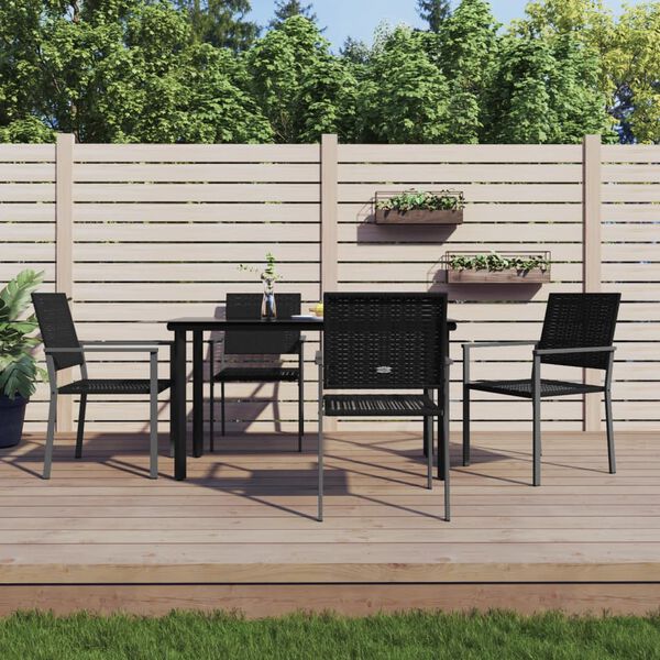 vidaXL Ensemble &agrave; manger de jardin 5 pcs r&eacute;sine tress&eacute;e acier