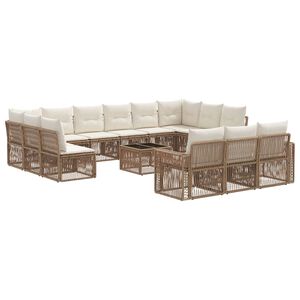 vidaXL Ensemble de canap&eacute; de jardin 14 pc Beige et blanc cr&egrave;me