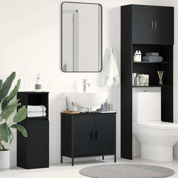 vidaXL Meuble de Lavabo de Salle de Bain Ch&ecirc;ne noir 60 x 30 x 60 cm