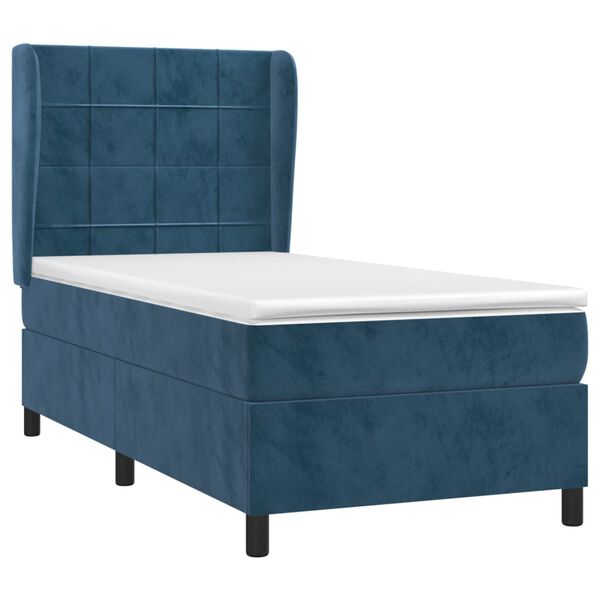 vidaXL Sommier &agrave; lattes de lit et matelas Bleu fonc&eacute; 80x200 cm Velours