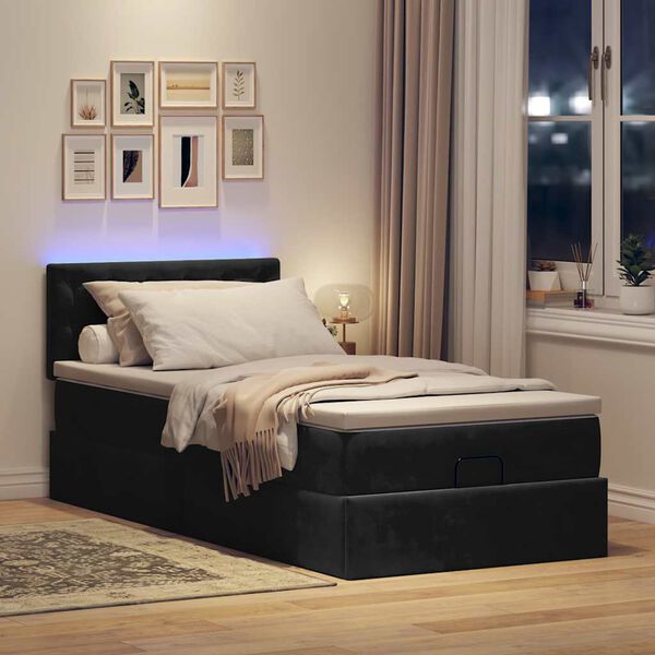 VidaXL Cadre de lit ottoman avec matelas noir 100x200cm velours