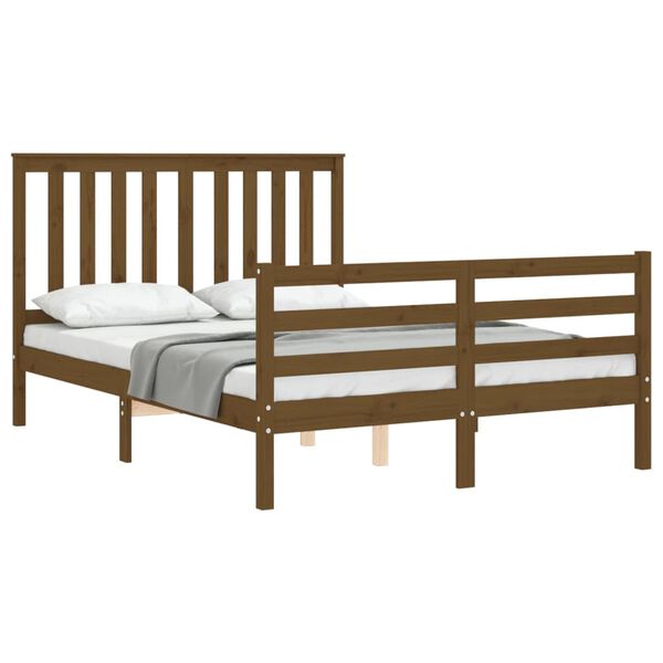 vidaXL Cadre de lit sans matelas marron miel 140x190 cm bois massif