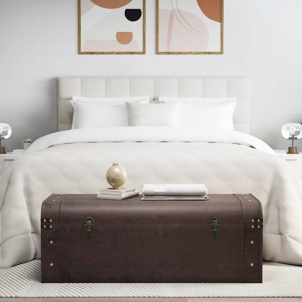 vidaXL Coffre à trésors avec loquets marron foncé contreplaqué