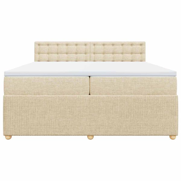 vidaXL Sommier &agrave; lattes de lit avec matelas Cr&egrave;me 200x200 cm Tissu