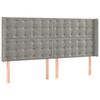 vidaXL T&ecirc;te de lit &agrave; LED Gris clair 163x16x118/128 cm Velours