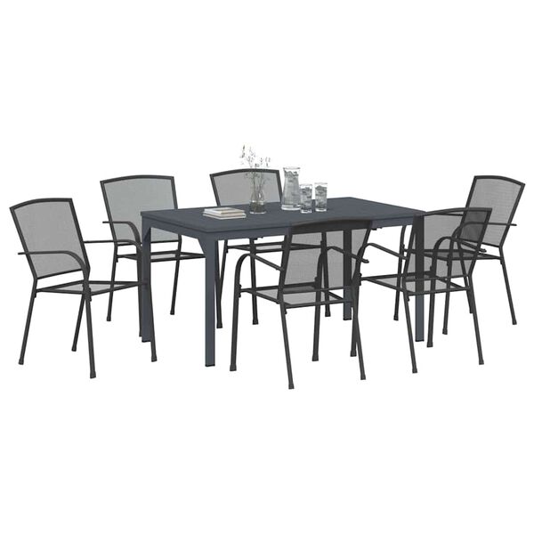 vidaXL Ensemble de salle à manger pour jardin 7 pcs Anthracite Acier